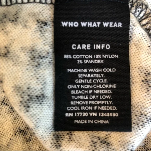 Who What Wear Black & White Houndstooth Cotton Blend Long Sleeve Top Size S - Picture 6 of 6